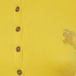 Pre Owned Burberry Brit Yellow Logo Foil Print Cotton Polo T-Shirt S
