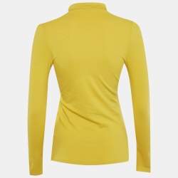 Pre Owned Burberry Brit Yellow Logo Foil Print Cotton Polo T-Shirt S