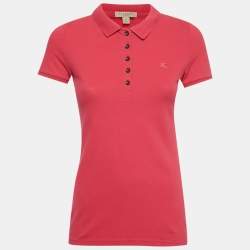 Pre Owned Burberry Brit Pink Cotton Pique Polo T-Shirt XS