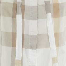 Pre Owned Burberry Brit White Checked Cotton Tie Neck Sleeveless Shirt S 