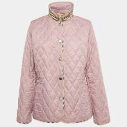 Pre Owned Burberry Brit Mauve Synthetic Quilted Jacket L