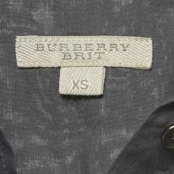 Pre Owned Burberry Brit Black/Grey Checkered Print Cotton Shirt XS 