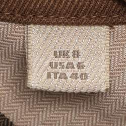 Pre Owned Burberry Brit Brown Gabardine Belted Zip Jacket S