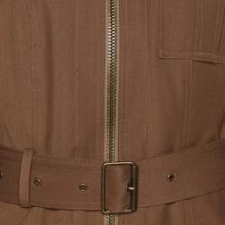 Pre Owned Burberry Brit Brown Gabardine Belted Zip Jacket S