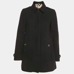 Pre Owned Burberry Brit Black Wool Blend Short Coat S 