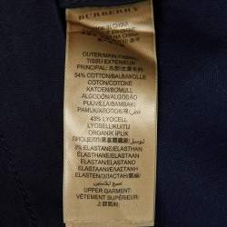 Pre Owned Burberry Brit Navy Blue Crepe & Cotton Knee Length Dress S