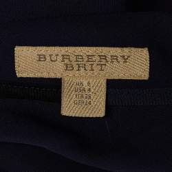Pre Owned Burberry Brit Navy Blue Crepe & Cotton Knee Length Dress S