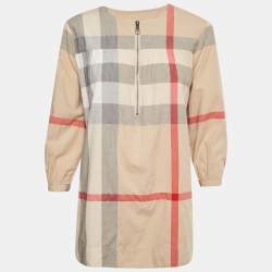 Pre Owned Burberry Brit Brown Checked Cotton Tunic XS