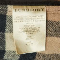 Pre Owned معطف بربري بريت صوف رمادي بقبعة وأزرار كبيرة مقاس متوسط - ميديم