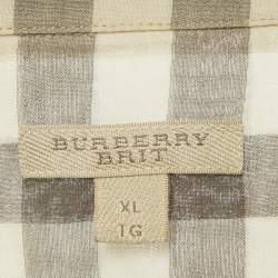 مملوكة مسبق ًا Burberry Brit Beige Nova Check Cotton Button Front Shirt XL