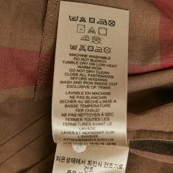 مملوكة مسبقًا قميص بتصميم مربعات قطن بيج بتفاصيل وردية من بربري مقاس صغير