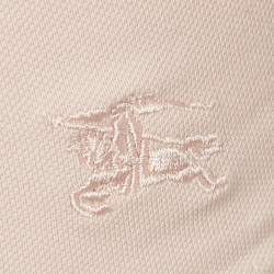 Pre Owned تي شيرت بأكمام طويلة قطن وردي بربري بريت مقاس صغير