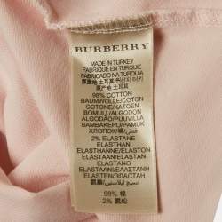 Pre Owned تي شيرت بأكمام طويلة قطن وردي بربري بريت مقاس صغير