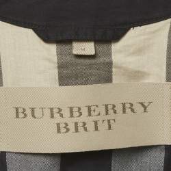 مملوكة مسبقًا Burberry Brit Black Cotton Belted Double Breasted Coat M