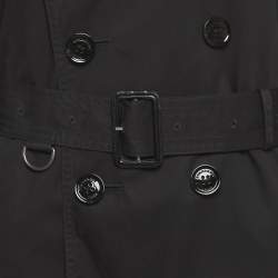 مملوكة مسبقًا Burberry Brit Black Cotton Belted Double Breasted Coat M