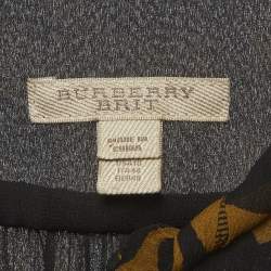 Pre Owned Burberry Brit Black/Mustard Abstract Print Silk Midi Dress M