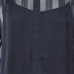 Pre Owned Burberry Brit Midnight Blue Silk Pintucked Knee Length Dress L