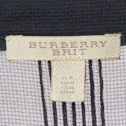 Pre Owned Burberry Brit Midnight Blue Silk Pintucked Knee Length Dress L