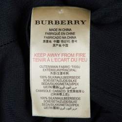 Pre Owned Burberry Brit Midnight Blue Silk Pintucked Knee Length Dress L