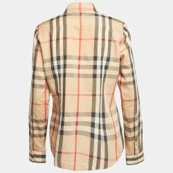 Pre Owned قميص بربري بريت قطن كاروهات نوفا بيج نحيف مقاس كبير - لارج