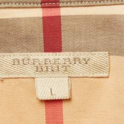 Pre Owned قميص بربري بريت قطن كاروهات نوفا بيج نحيف مقاس كبير - لارج