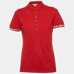 مملوكة مسبقًا Burberry Brit Red Cotton Polo T-Shirt M