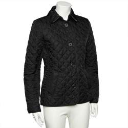 Pre Owned Burberry Brit Black Diamond Quilted Button Front Jacket S