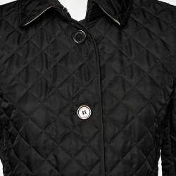 Pre Owned Burberry Brit Black Diamond Quilted Button Front Jacket S