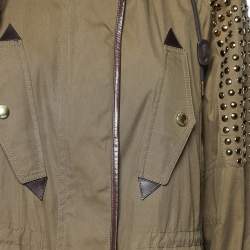 Pre Owned Burberry Brit Olive Green Cotton & Stud Embellished Hooded Jacket M
