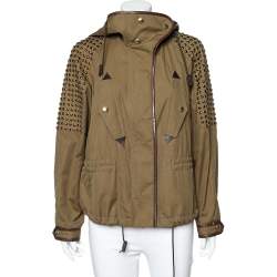 Pre Owned Burberry Brit Olive Green Cotton & Stud Embellished Hooded Jacket M