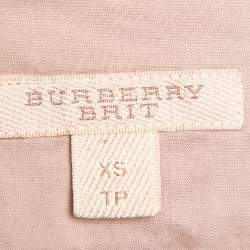 Pre Owned Burberry Brit Beige Cotton Classic Check Ruched Detail Shirt XS