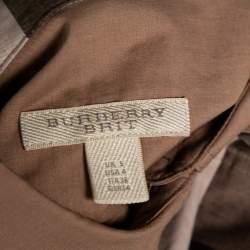 Pre Owned Burberry Brit Brown Checkered Cotton Belted Shirt Dress S