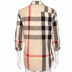 Burberry Brit Beige Exploded Check Cotton Button Front Tunic M 