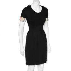 Pre Owned Burberry Brit Black Stretch Knit Short Sleeve Dress S
