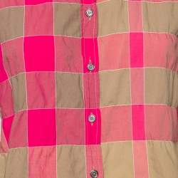 Burberry Brit Pink & Beige Checkered Button Front Shirt S