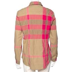 Burberry Brit Pink & Beige Checkered Button Front Shirt S