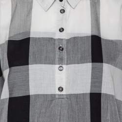 Pre Owned Burberry Brit Grey Checkered Cotton Half Button Shirt XL