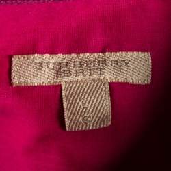 Pre Owned Burberry Brit Pink Checkered Cotton Half Button Shirt L