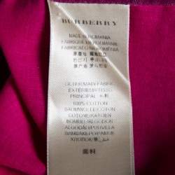 Pre Owned Burberry Brit Pink Checkered Cotton Half Button Shirt L