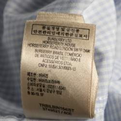 Pre Owned قميص بربري بريت قطن كاروهات أزرق بأزرار أمامية مقاس متوسط - ميديوم