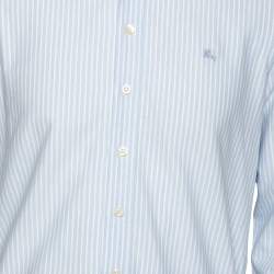 Pre Owned Burberry Brit Blue Striped Cotton Button Front Shirt S