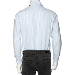 Pre Owned Burberry Brit Blue Striped Cotton Button Front Shirt S