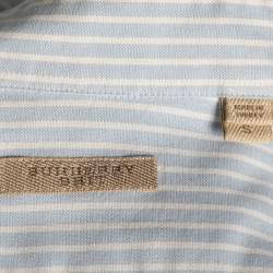 Pre Owned Burberry Brit Blue Striped Cotton Button Front Shirt S