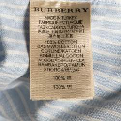 Pre Owned Burberry Brit Blue Striped Cotton Button Front Shirt S