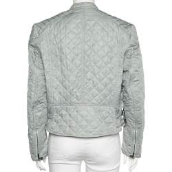 Burberry Brit Light Grey Synthetic Quilted Zip Front Jacket XL