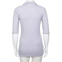 Pre Owned Burberry Brit Lilac Cotton Pique V-Neck Polo T-Shirt S