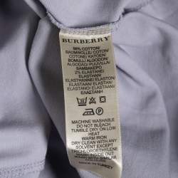 Pre Owned Burberry Brit Lilac Cotton Pique V-Neck Polo T-Shirt S