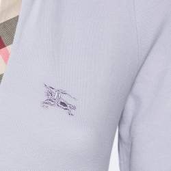 Pre Owned Burberry Brit Lilac Cotton Pique V-Neck Polo T-Shirt S