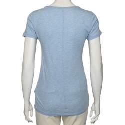 Pre Owned Burberry Brit Blue Cotton Logo Embroidered Short Sleeve T-Shirt XS