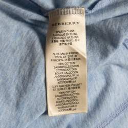 Pre Owned Burberry Brit Blue Cotton Logo Embroidered Short Sleeve T-Shirt XS